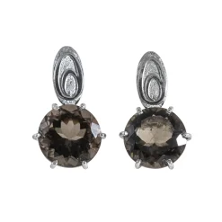 Ab Ove - Earrings in Silver with Fumè Quartz Stone ct 20 - Iris Collection - Handcrafted Earrings - High Quality Luxury - Avvenice^ Earrings