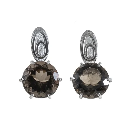 Ab Ove - Earrings in Silver with Fumè Quartz Stone ct 20 - Iris Collection - Handcrafted Earrings - High Quality Luxury - Avvenice^ Earrings