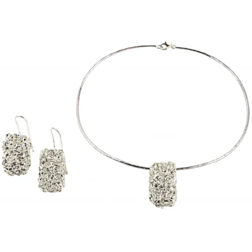 Ab Ove - Twine Rectangular Pendant in Silver with River Pearl - Twine Collection - Handcrafted Necklace - High Quality Luxury - Avvenice