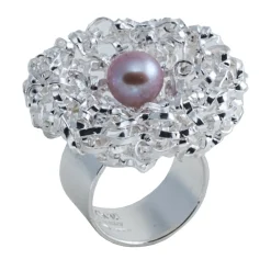 Ab Ove - Twine Round Ring in Silver with Pink River Pearl - Twine Collection - Handcrafted Ring - High Quality Luxury - Avvenice^ Rings