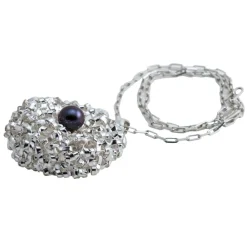 Ab Ove - Twine Round Small Pendant in Silver with River Pearl - Twine Collection - Handcrafted Necklace - High Quality Luxury - Avvenice^ Necklaces
