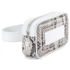 Aleksandra Badura - Camera Belt Bag - Python & Calfskin Belt Bag - White & Stone - Luxury High Quality Leather Bag - Avvenice^ Bags
