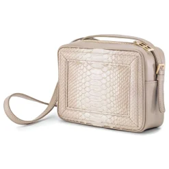 Aleksandra Badura - Camera Bag - Python & Calfskin Mini Bag - Beige - Luxury High Quality Leather Bag - Avvenice^ Bags