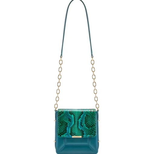 Aleksandra Badura - Candy Bag - Python & Calfskin Shoulder Bag - Deep Teal - Luxury High Quality Leather Bag - Avvenice^ Bags