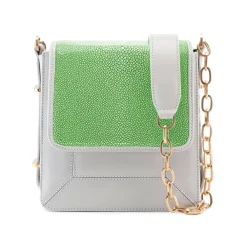 Aleksandra Badura - Candy Bag - Stingray & Calfskin Shoulder Bag - Pistachio and White Ice - Luxury High Quality Leather Bag - Avvenice^ Bags