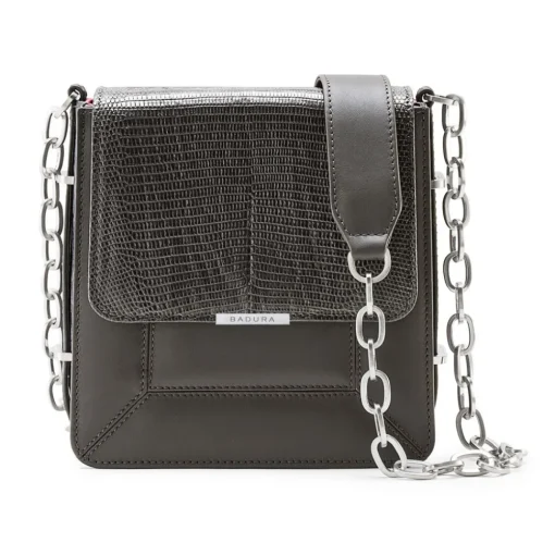 Aleksandra Badura - Candy Bag - Lizard & Crockodile Shoulder Bag - Graphite - Luxury High Quality Leather Bag - Avvenice^ Bags
