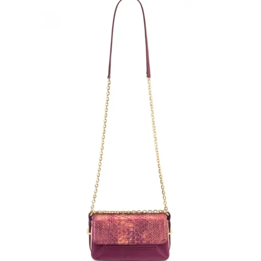 Aleksandra Badura - Candy Bag Mini - Python Shoulder Bag - Richelieu & Gold - Luxury High Quality Leather Bag - Avvenice