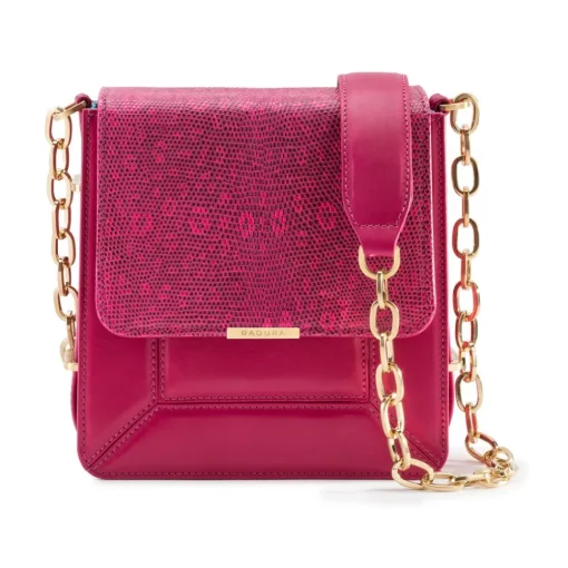 Aleksandra Badura - Candy Bag - Calfskin & Lizard Shoulder Bag - Fuxia - Luxury High Quality Leather Bag - Avvenice