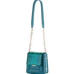 Aleksandra Badura - Candy Bag - Python & Calfskin Shoulder Bag - Deep Teal - Luxury High Quality Leather Bag - Avvenice^ Bags