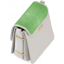 Aleksandra Badura - Candy Bag - Stingray & Calfskin Shoulder Bag - Pistachio and White Ice - Luxury High Quality Leather Bag - Avvenice^ Bags