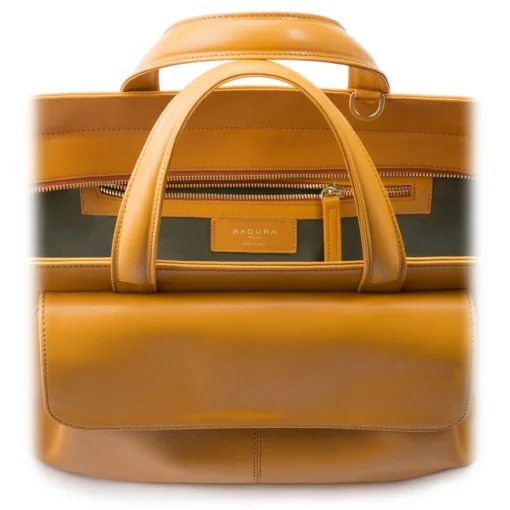 Aleksandra Badura - Cherie Bag - Calfskin Tote Bag - Pumpkin - Luxury High Quality Leather Bag - Avvenice^ Bags