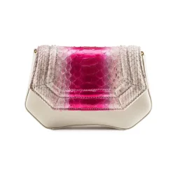Aleksandra Badura - Etoile Mini Bag - Python & Calfskin Shoulder Bag - White & Fuchsia - Luxury High Quality Leather Bag - Avvenice^ Bags