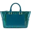 Aleksandra Badura - Ladylike Medium Bag - Calfskin & Python Top-Handle Tote Bag - Deep Teal - Luxury High Quality Leather Bag - Avvenice
