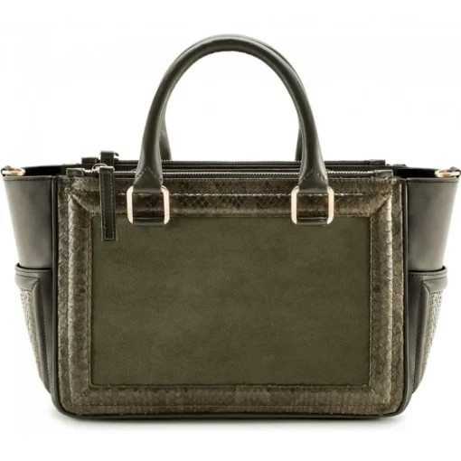 Aleksandra Badura - Ladylike Bag - Calfskin & Python Top-Handle Tote Bag - Olive - Luxury High Quality Leather Bag - Avvenice^ Bags