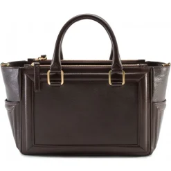 Aleksandra Badura - Ladylike Bag - Calfskin Top-Handle Tote Bag - Chocolate - Luxury High Quality Leather Bag - Avvenice^ Bags
