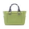 Aleksandra Badura - Ladylike Mini Bag - Calfskin & Python Top-Handle Tote Bag - Lime & Stone - Luxury High Quality Leather Bag - Avvenice^ Bags