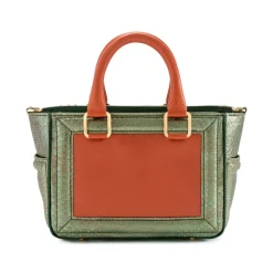 Aleksandra Badura - Ladylike Mini Bag - Calfskin & Python Tote Bag - Tangerine & Green - Luxury High Quality Leather Bag - Avvenice^ Bags