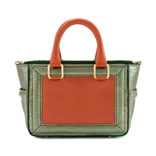 Aleksandra Badura - Ladylike Mini Bag - Calfskin & Python Tote Bag - Tangerine & Green - Luxury High Quality Leather Bag - Avvenice^ Bags