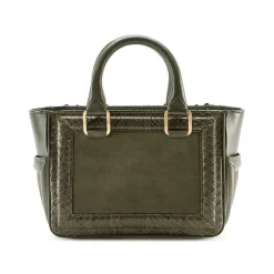 Aleksandra Badura - Ladylike Mini Bag - Calfskin & Python Top-Handle Tote Bag - Olive - Luxury High Quality Leather Bag - Avvenice^ Bags