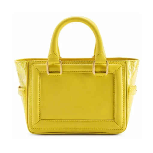 Aleksandra Badura - Ladylike Mini Bag - Calfskin & Python Top-Handle Tote Bag - Lemon - Luxury High Quality Leather Bag - Avvenice^ Bags
