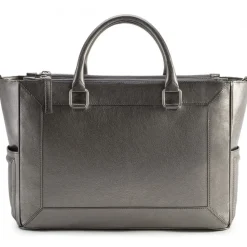 Aleksandra Badura - Ladylike Medium Bag - Calfskin Top-Handle Tote Bag - Graphite - Luxury High Quality Leather Bag - Avvenice^ Bags