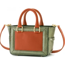 Aleksandra Badura - Ladylike Mini Bag - Calfskin & Python Tote Bag - Tangerine & Green - Luxury High Quality Leather Bag - Avvenice^ Bags