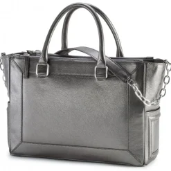 Aleksandra Badura - Ladylike Medium Bag - Calfskin Top-Handle Tote Bag - Graphite - Luxury High Quality Leather Bag - Avvenice^ Bags