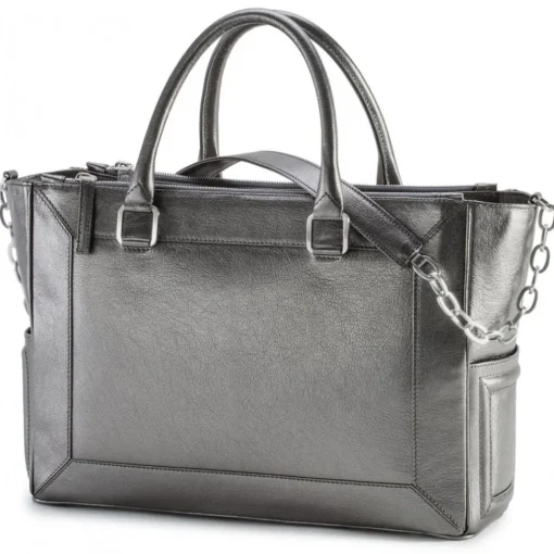 Aleksandra Badura - Ladylike Medium Bag - Calfskin Top-Handle Tote Bag - Graphite - Luxury High Quality Leather Bag - Avvenice^ Bags