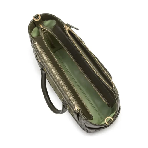 Aleksandra Badura - Ladylike Bag - Calfskin & Python Top-Handle Tote Bag - Olive - Luxury High Quality Leather Bag - Avvenice^ Bags