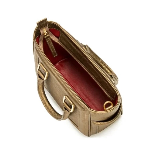 Aleksandra Badura - Ladylike Mini Bag - Buffaloskin Top-Handle Tote Bag - Gold - Luxury High Quality Leather Bag - Avvenice^ Bags