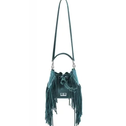 Aleksandra Badura - Lucky Bucket Bag Mini - Fringe Bucket Bag - Deep Teal - Luxury High Quality Leather Bag - Avvenice^ Bags