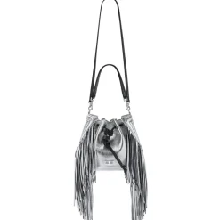 Aleksandra Badura - Lucky Bucket Bag Medium - Fringe Bucket Bag Medium - Silver - Luxury High Quality Leather Bag - Avvenice^ Bags