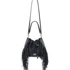 Aleksandra Badura - Lucky Bucket Bag Medium - Fringe Bucket Bag Medium - Onyx - Luxury High Quality Leather Bag - Avvenice^ Bags