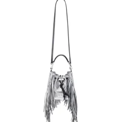 Aleksandra Badura - Lucky Bucket Bag Mini - Fringe Bucket Bag - Silver - Luxury High Quality Leather Bag - Avvenice^ Bags