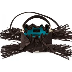 Aleksandra Badura - Lucky Bucket Bag Medium - Fringe Bucket Bag Medium - Chocolate - Luxury High Quality Leather Bag - Avvenice^ Bags
