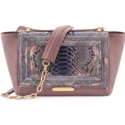Aleksandra Badura - Luisa Bag - Calfskin & Python Shoulder Bag - Cocoa - Luxury High Quality Leather Bag - Avvenice