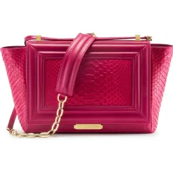 Aleksandra Badura - Luisa Bag - Calfskin & Python Shoulder Bag - Fuxia - Luxury High Quality Leather Bag - Avvenice^ Bags