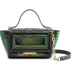 Aleksandra Badura - Luisa Mini Bag - Calfskin & Python Shoulder Bag - Green & Black - Luxury High Quality Leather Bag - Avvenice^ Bags