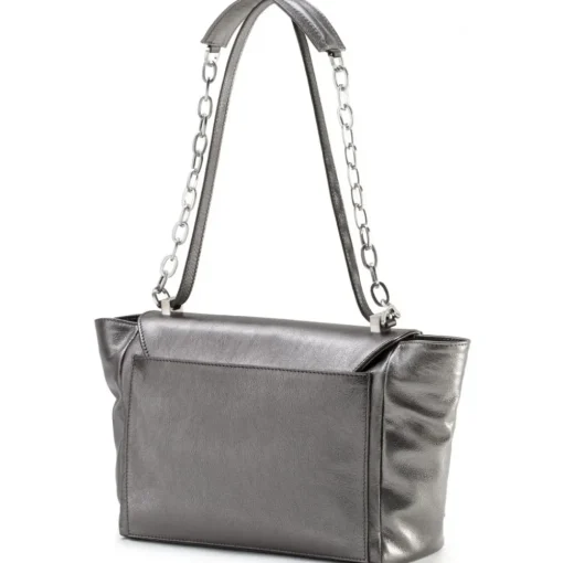 Aleksandra Badura - Luisa Bag - Goatskin Shoulder Bag - Graphite - Luxury High Quality Leather Bag - Avvenice^ Bags