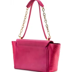 Aleksandra Badura - Luisa Bag - Calfskin & Python Shoulder Bag - Fuxia - Luxury High Quality Leather Bag - Avvenice^ Bags