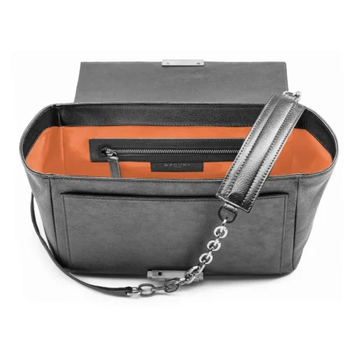Aleksandra Badura - Luisa Bag - Goatskin Shoulder Bag - Graphite - Luxury High Quality Leather Bag - Avvenice^ Bags