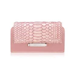 Aleksandra Badura - Small Leather Goods - Continental Wallet in Python & Calfskin - Rose Quartz - Luxury High Quality - Avvenice