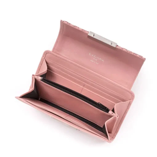 Aleksandra Badura - Small Leather Goods - Continental Wallet in Python & Calfskin - Rose Quartz - Luxury High Quality - Avvenice