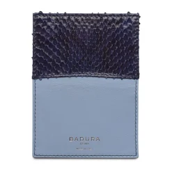 Aleksandra Badura - Small Leather Goods - Business Card Holder in Calfskin & Python - Indigo & Blue - Luxury High Quality - Avvenice