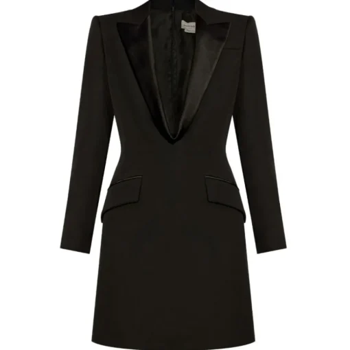 Alexander McQueen - Black Peak Lapel Dress - Black - Exclusive Luxury Collection - Avvenice