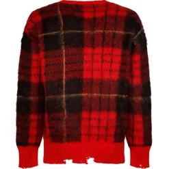 Alexander McQueen - Check Red Mohair Jumper Knitwear - Red Black Yellow - Exclusive Luxury Collection - Avvenice