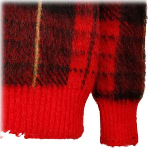 Alexander McQueen - Check Red Mohair Jumper Knitwear - Red Black Yellow - Exclusive Luxury Collection - Avvenice