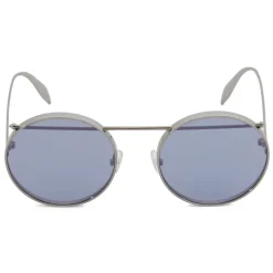 Alexander McQueen Eyewear Alexander McQueen - Metal Round Piercing Sunglasses - Silver Violet - - Avvenice