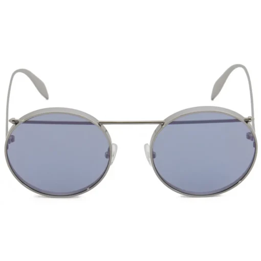 Alexander McQueen Eyewear Alexander McQueen - Metal Round Piercing Sunglasses - Silver Violet - - Avvenice