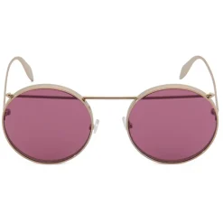 Alexander McQueen Eyewear Alexander McQueen - Metal Round Piercing Sunglasses - Gold Violet - - Avvenice^ Sunglasses & Eyewear